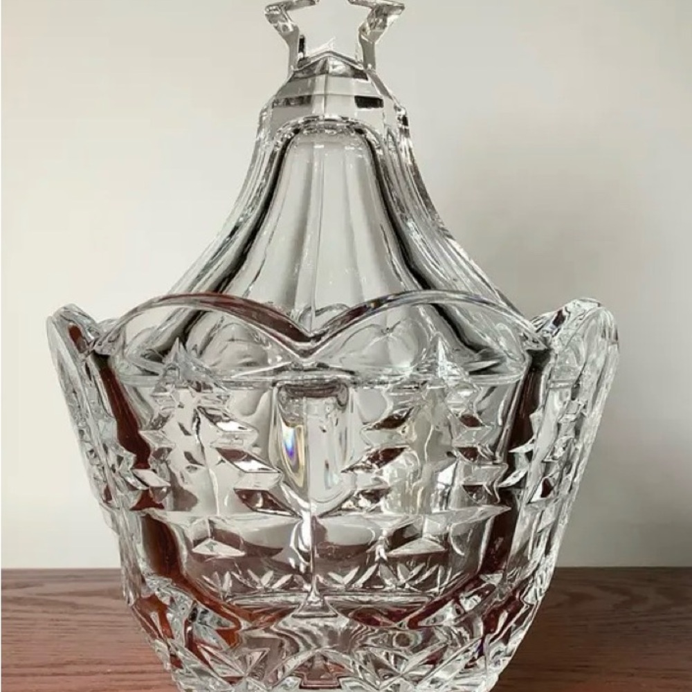 Vintage 5th Ave Crystal Covered Candy Dish: 24% Lead Crystal, 80s Decor